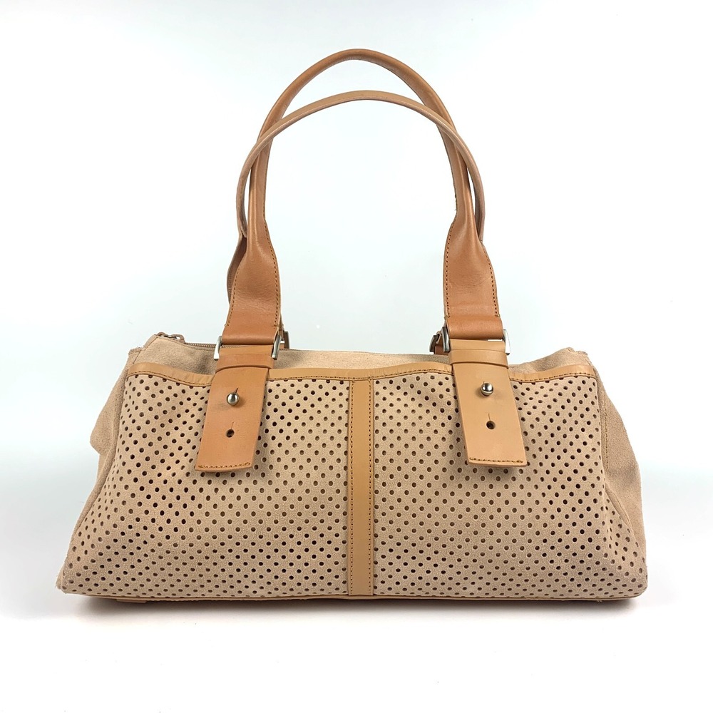 Kenneth Cole New York Pink Perforated Suede Baguette Purse Leather Trim Y2K